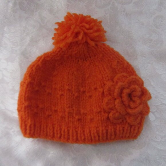 Baby Hand Made Crochet Hat with Flower - Picture 1 of 4
